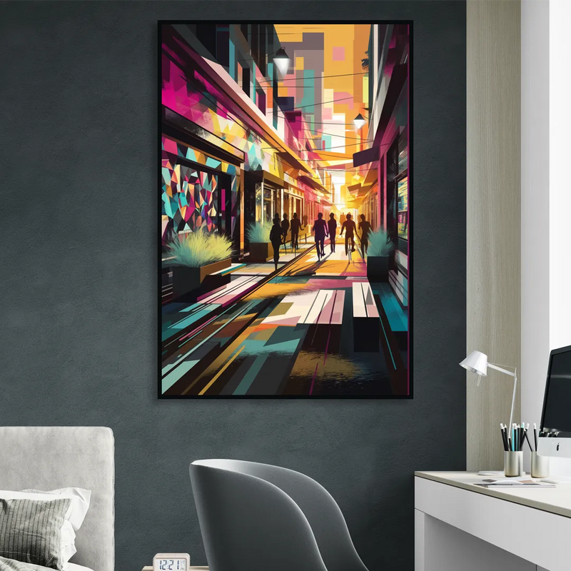 Garland Vibrant Streets Living Room - Black Canvas Wall Art