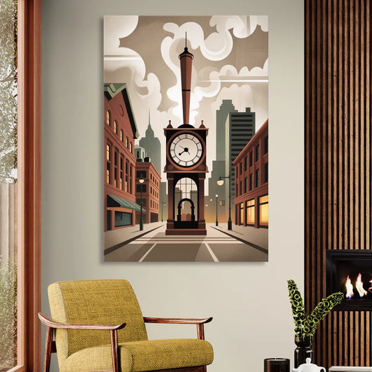 Gastown Steam Clock Living Room - Canvas Wall Art