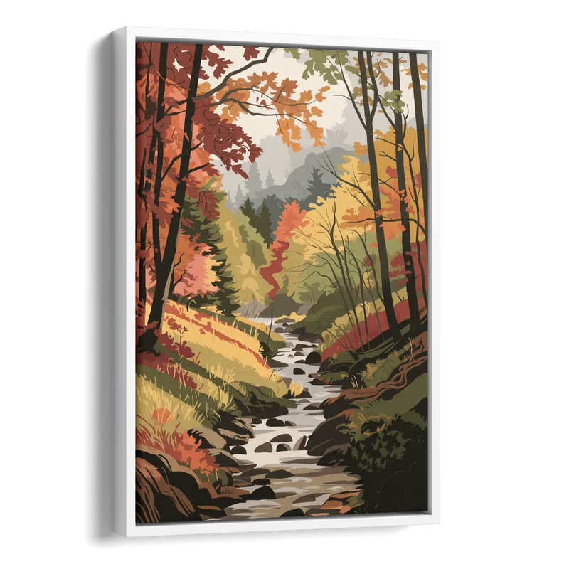 Gatlinburg Autumn Forest View Side - White Canvas Wall Art