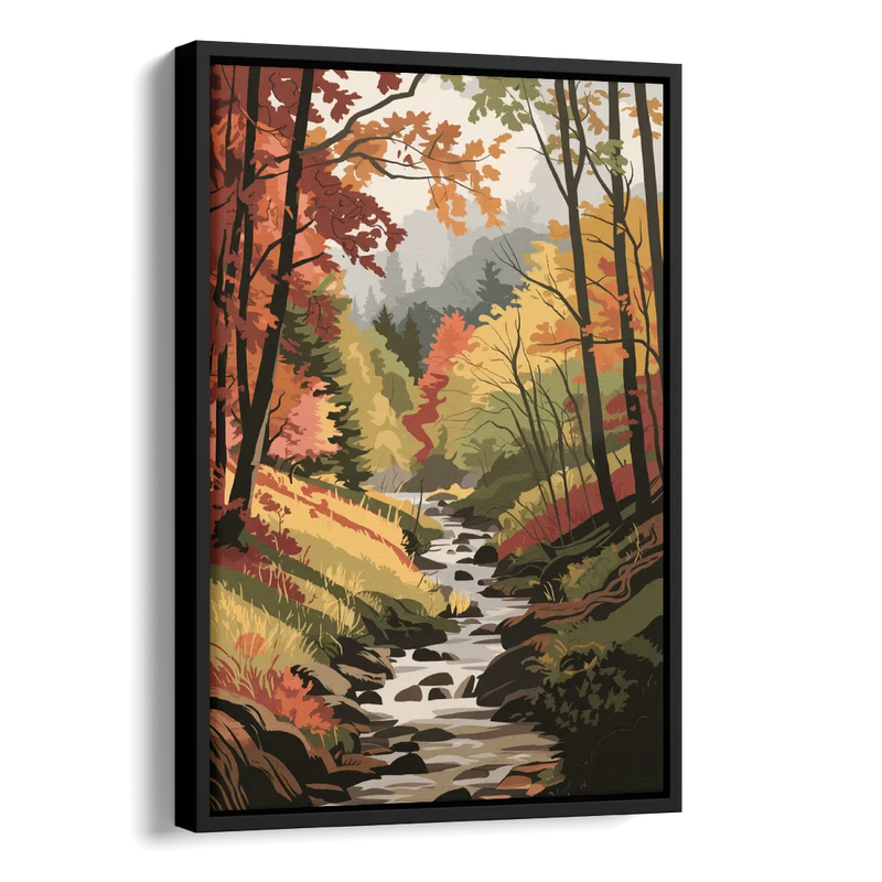 Gatlinburg Autumn Forest View Side - Black Canvas Wall Art