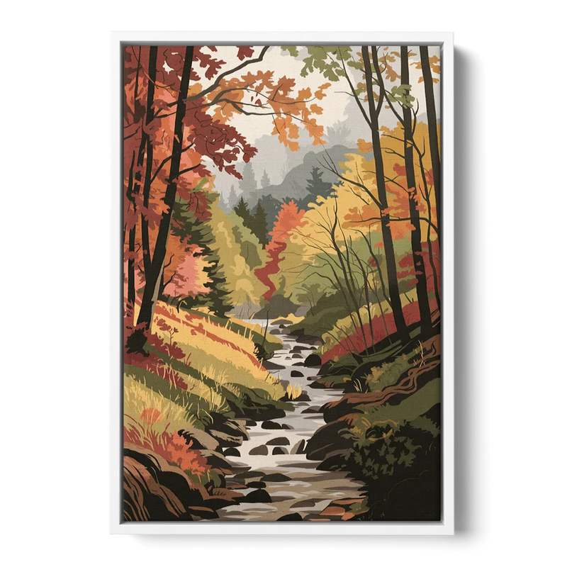 Gatlinburg Autumn Forest View Front - White Canvas Wall Art