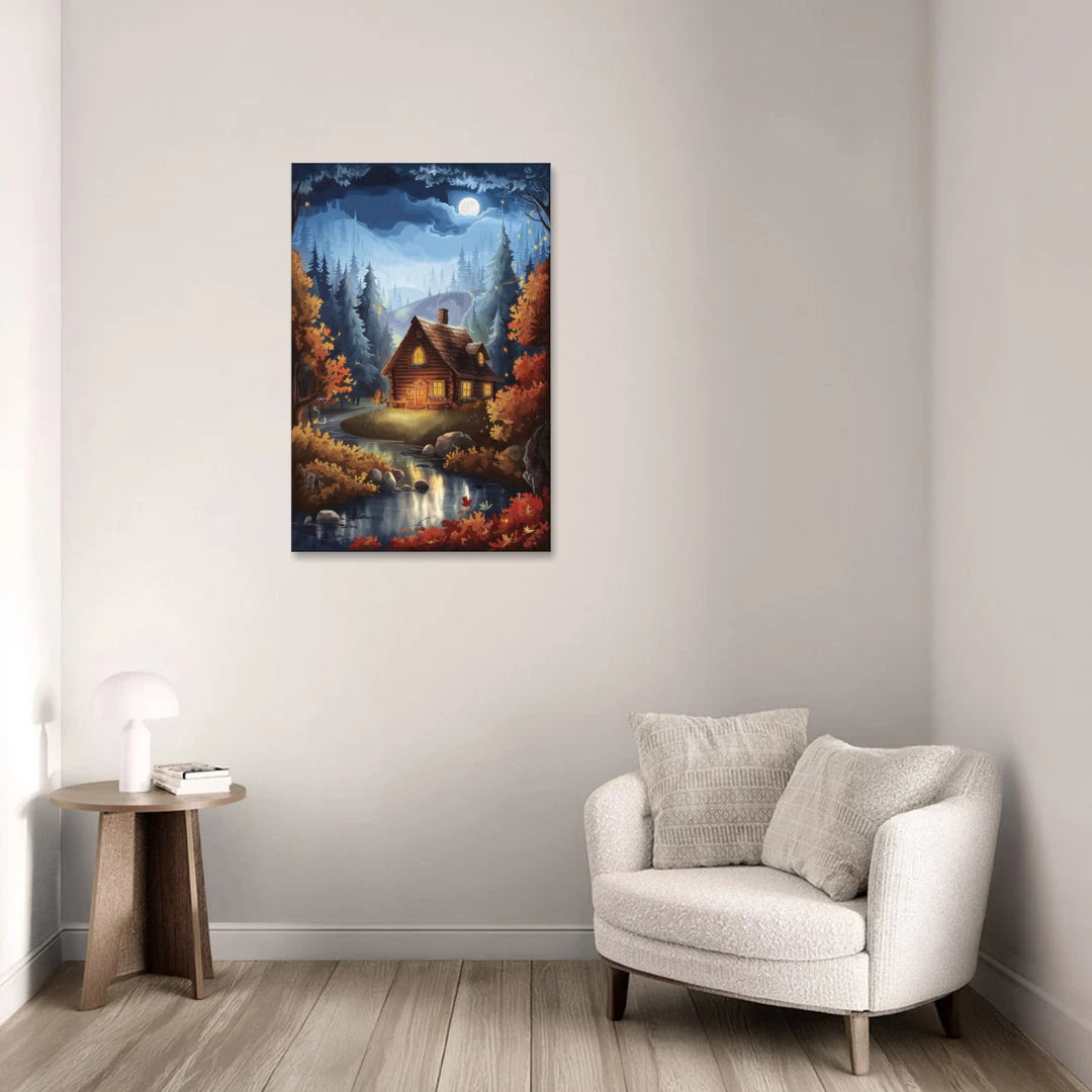 Gatlinburg Cabin in the Woods - Canvas Wall Art - Sofa - 24x36
