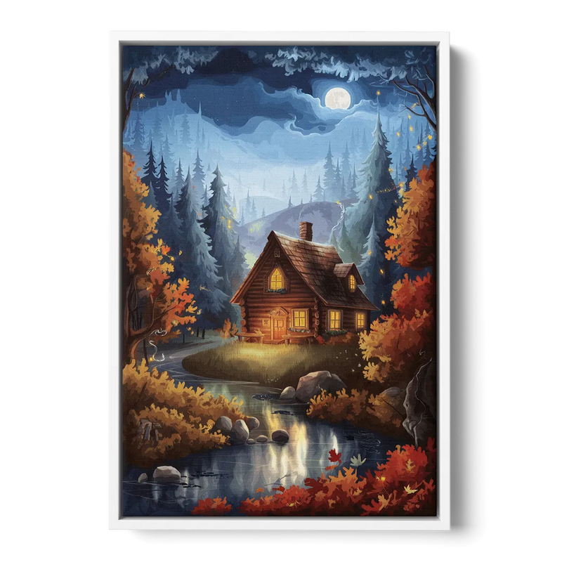 Gatlinburg Cabin in the Woods Front - White Canvas Wall Art