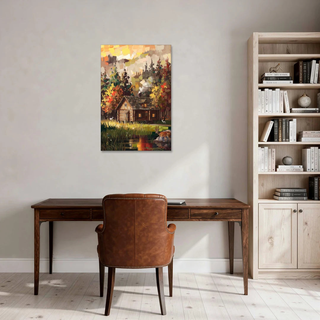 Gatlinburg Cabin in the Woods Rustic - Canvas Wall Art - Office - 24x36