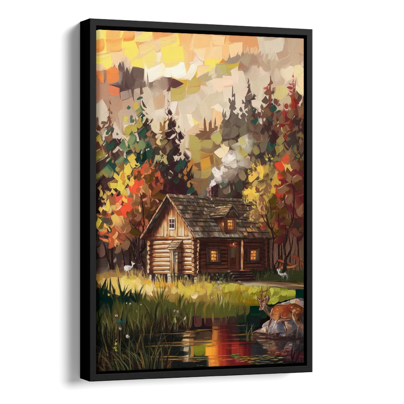 Gatlinburg Cabin in the Woods Rustic Side - Black Canvas Wall Art