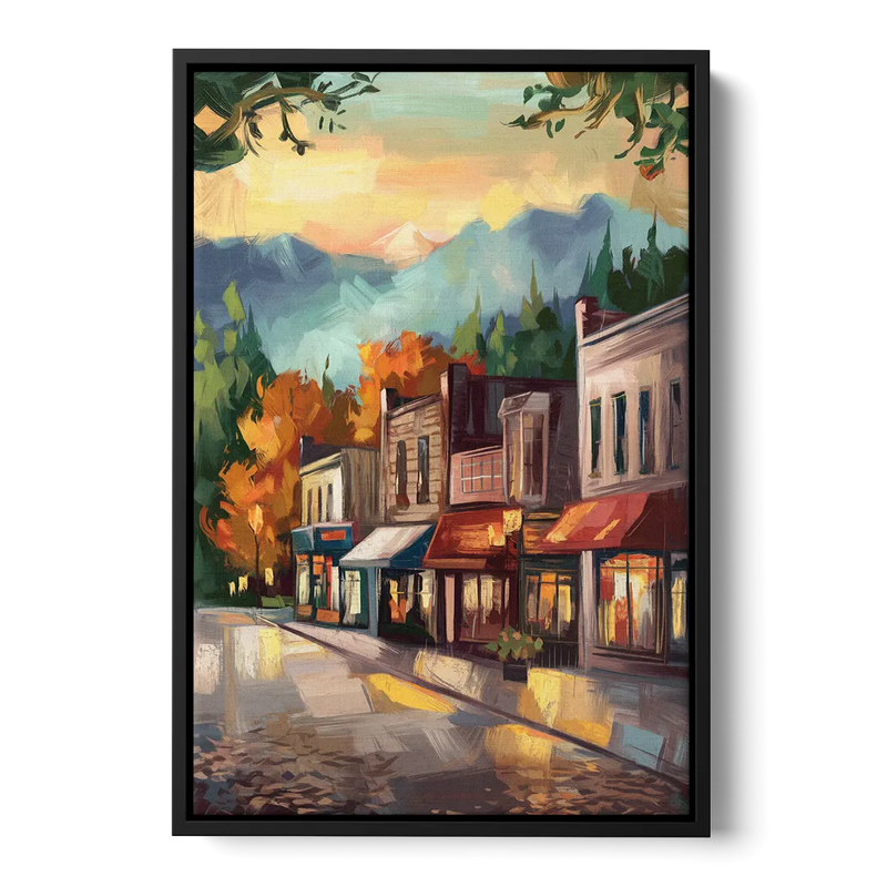 Gatlinburg Downtown Charm Front - Black Canvas Wall Art