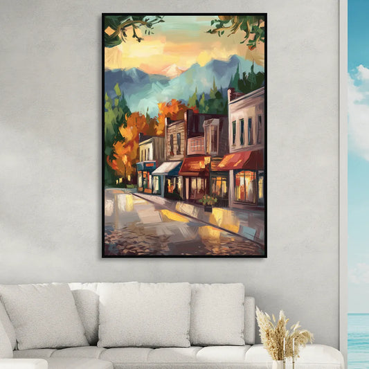 Gatlinburg Downtown Charm Living Room - Black Canvas Wall Art