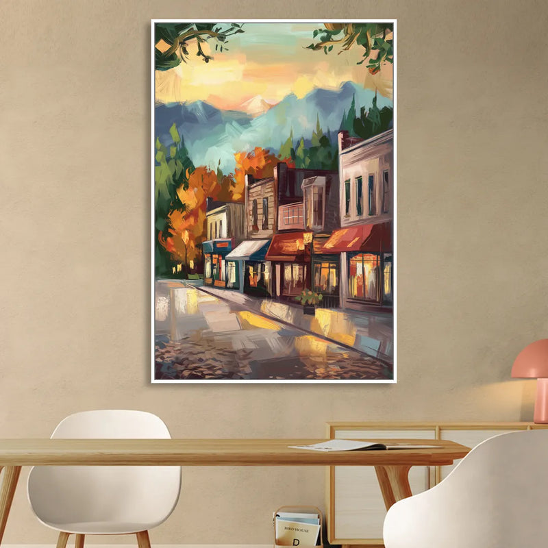 Gatlinburg Downtown Charm Living Room - White Canvas Wall Art