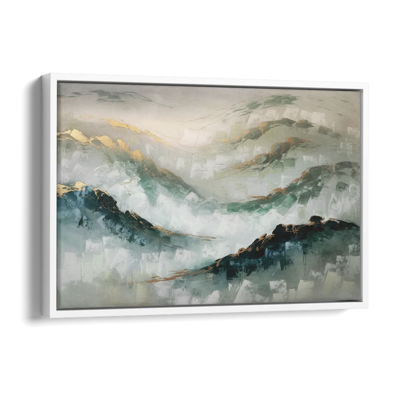 Gatlinburg Misty Mountain Gray Landscape Side - White Canvas Wall Art