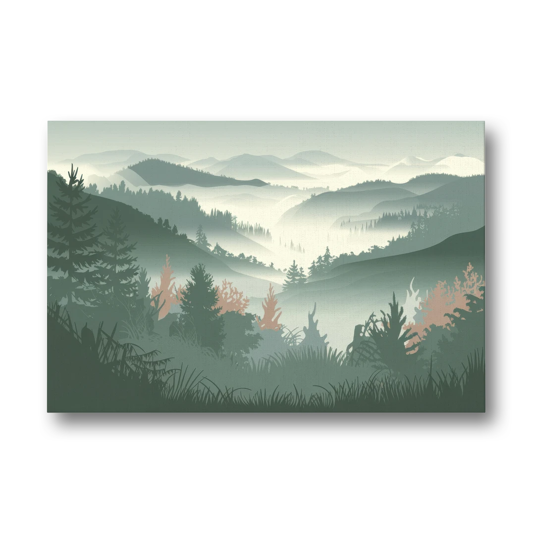 Gatlinburg Misty Mountain Landscape - Canvas Wall Art - Front