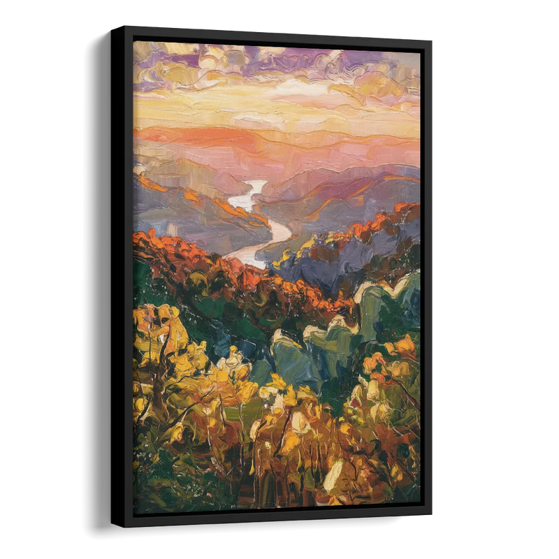Gatlinburg Scenic Smoky Mountains Side - Black Canvas Wall Art