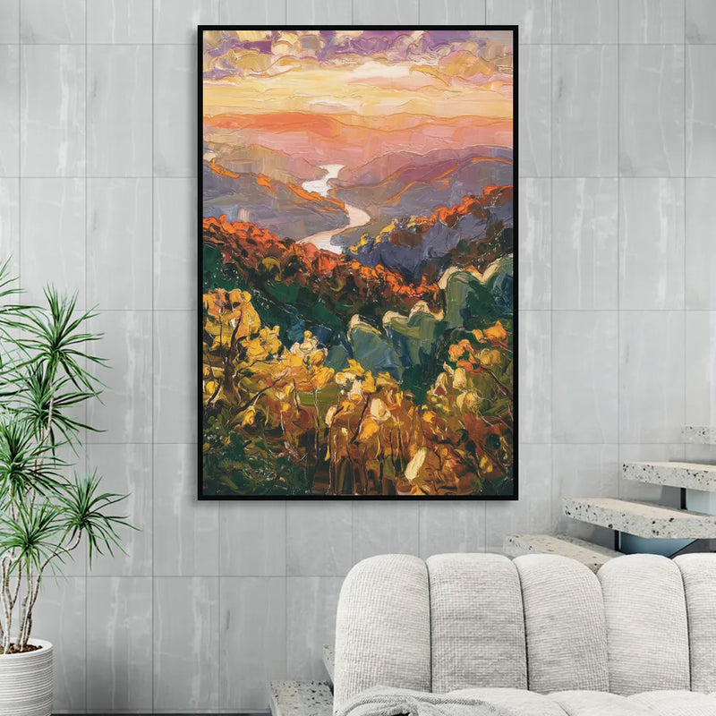 Gatlinburg Scenic Smoky Mountains Sitting Room - Black Canvas Wall Art