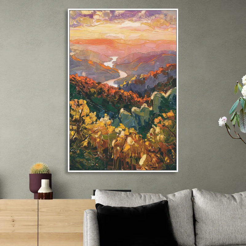 Gatlinburg Scenic Smoky Mountains Living Room - White Canvas Wall Art