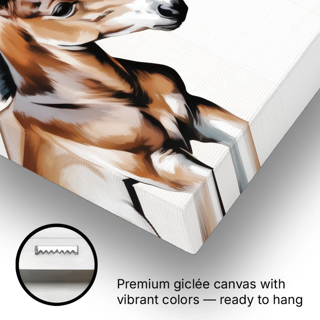 Gentle Horse and Foal Bonding - Canvas Wall Art - Gallery Wrap Corner
