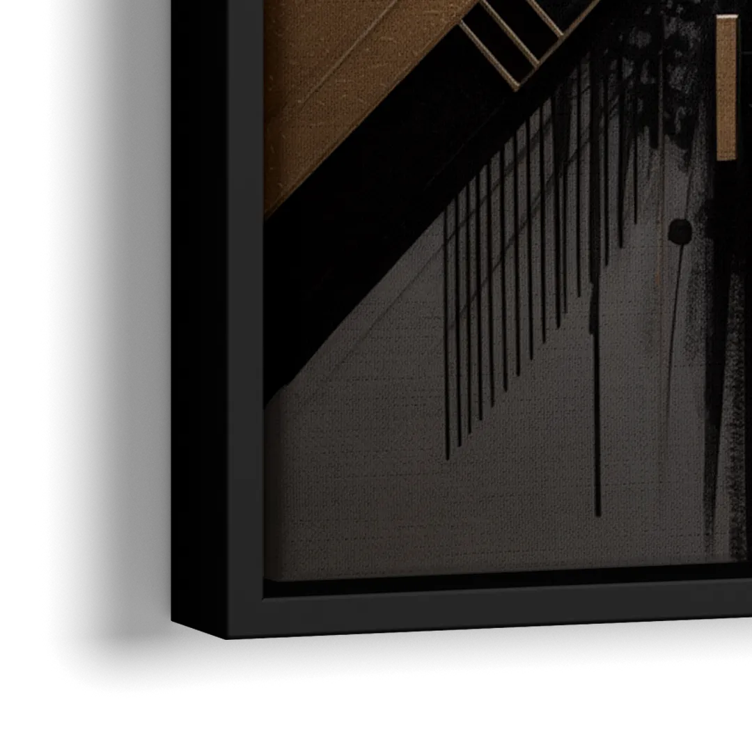 Geometric Cityscape Black Abstract - Close-Up Black Frame Canvas