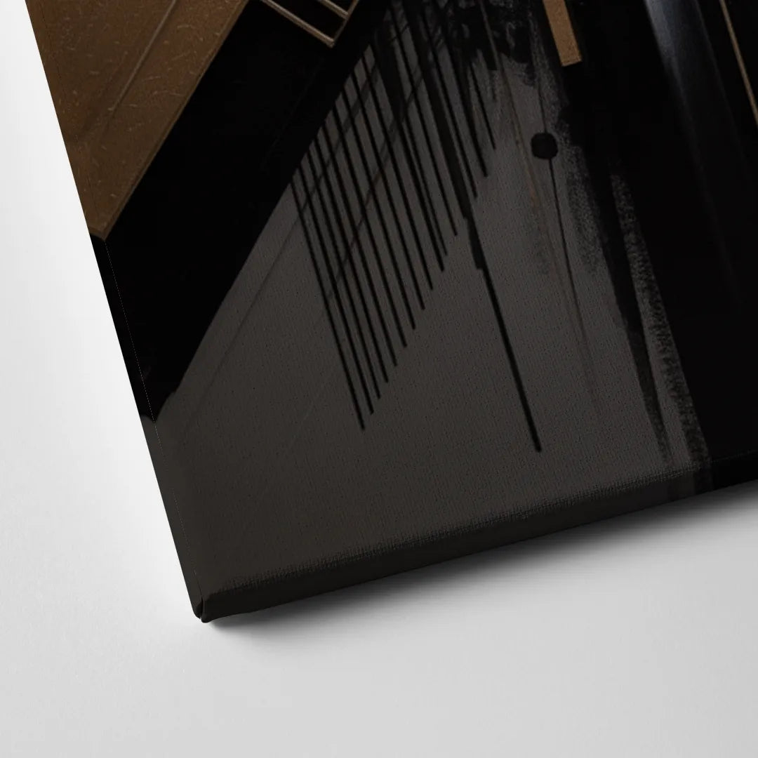 Geometric Cityscape Black Abstract Canvas Close Up