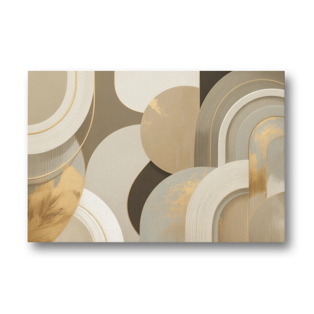 Geometric Elegance Beige Abstract - Canvas Wall Art - Front