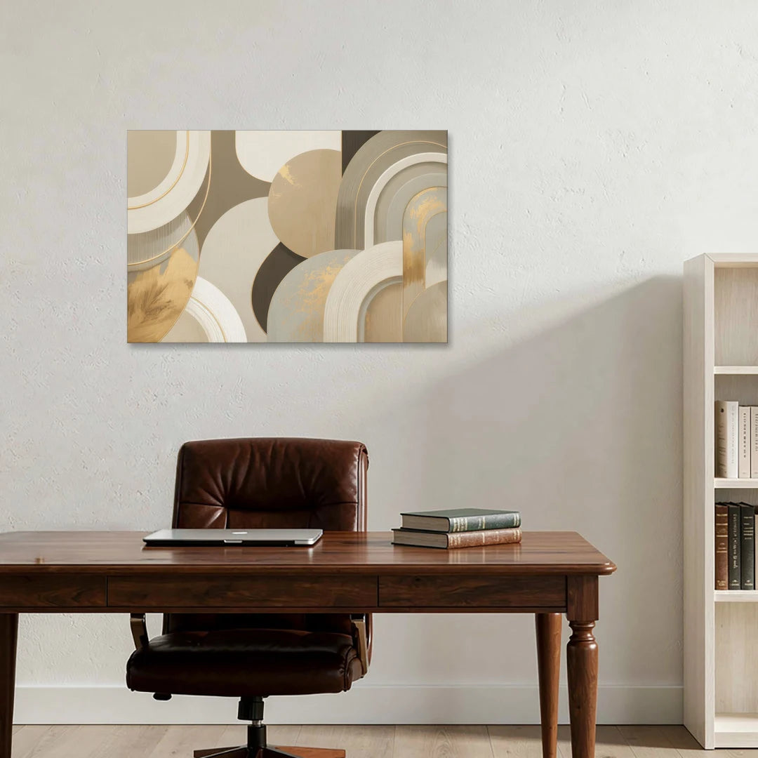 Geometric Elegance Beige Abstract - Canvas Wall Art - Office - 36x24