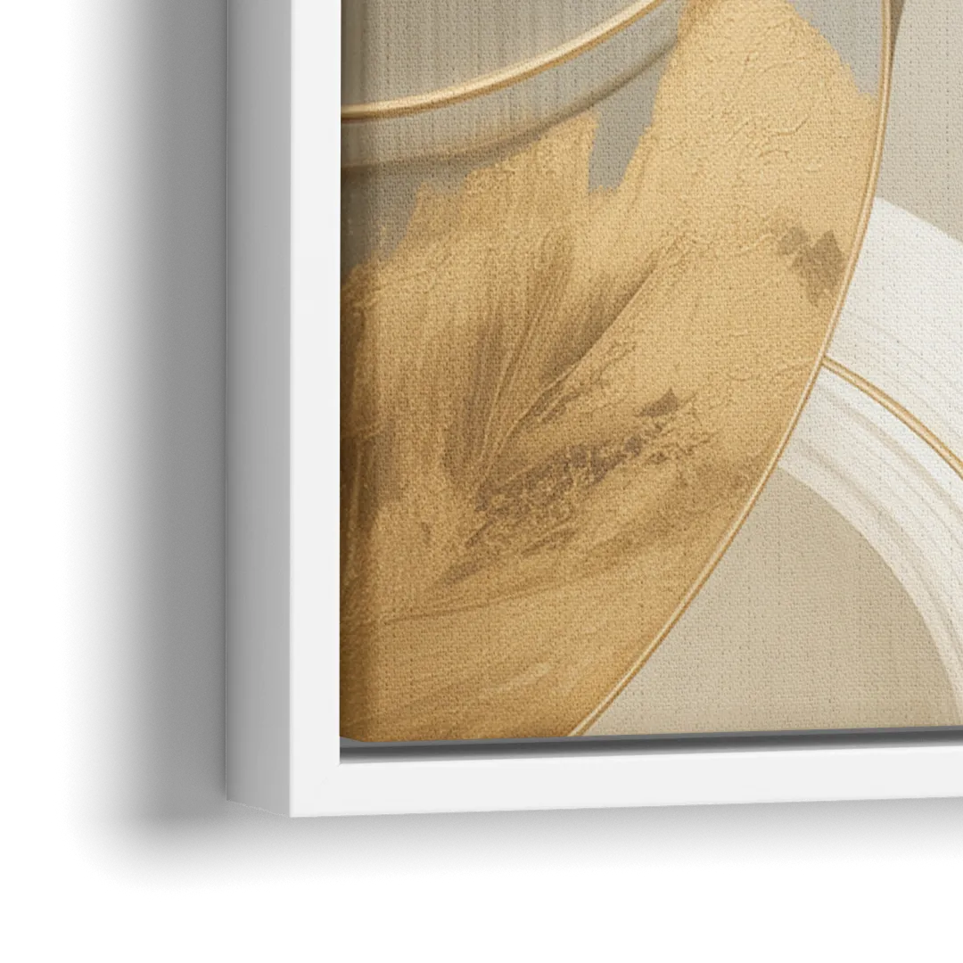 Geometric Elegance Beige Abstract - Close-Up White Frame Canvas