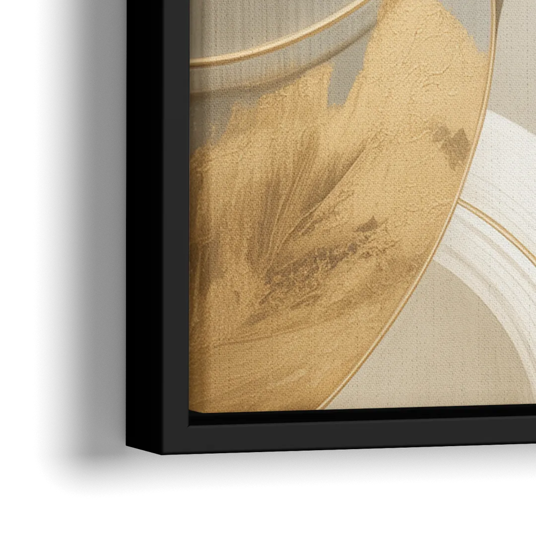 Geometric Elegance Beige Abstract - Close-Up Black Frame Canvas