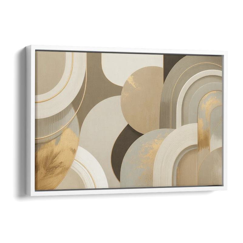 Geometric Elegance Beige Abstract Side - White Canvas Wall Art