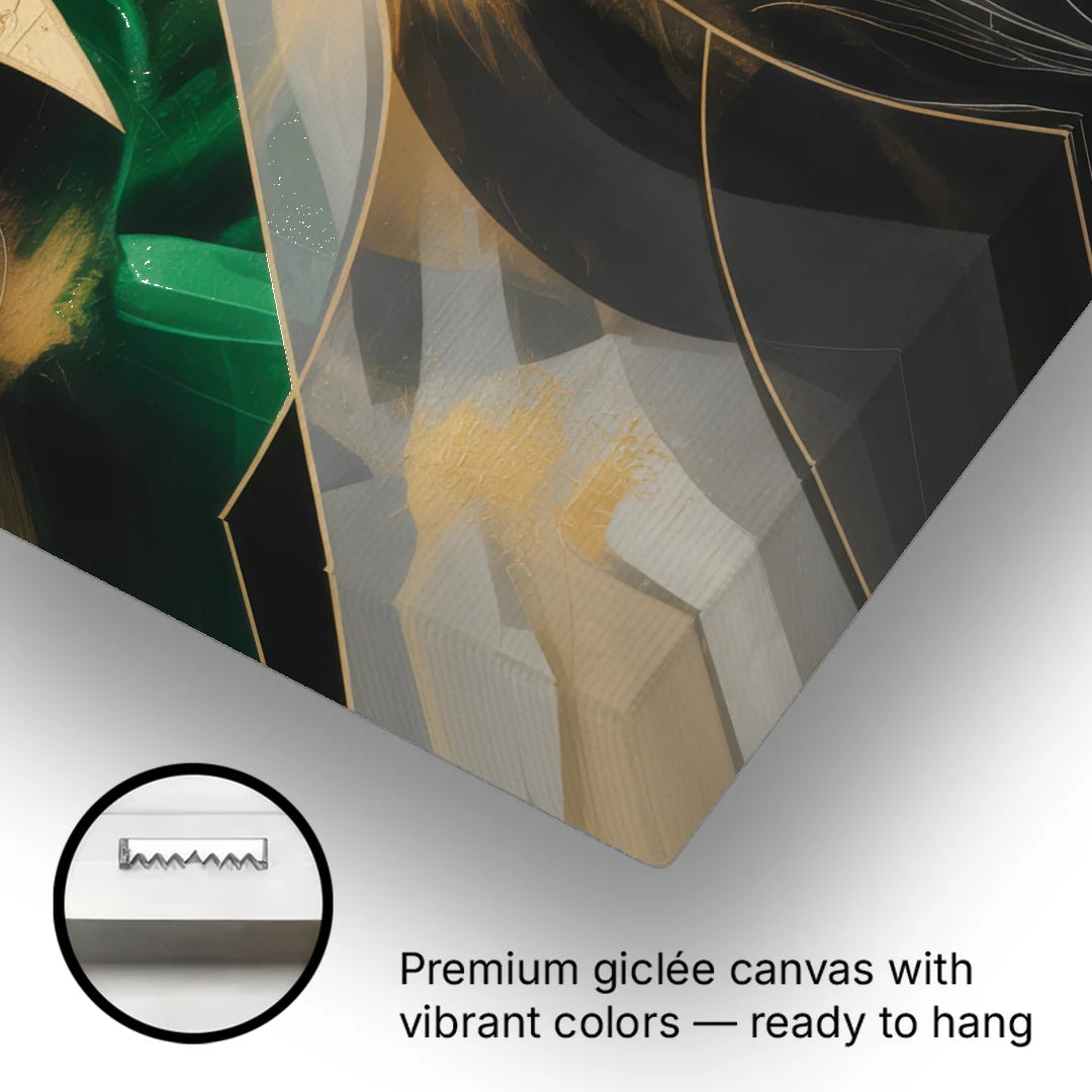Geometric Elegance Black and Gold Abstract - Canvas Wall Art - Gallery Wrap Corner