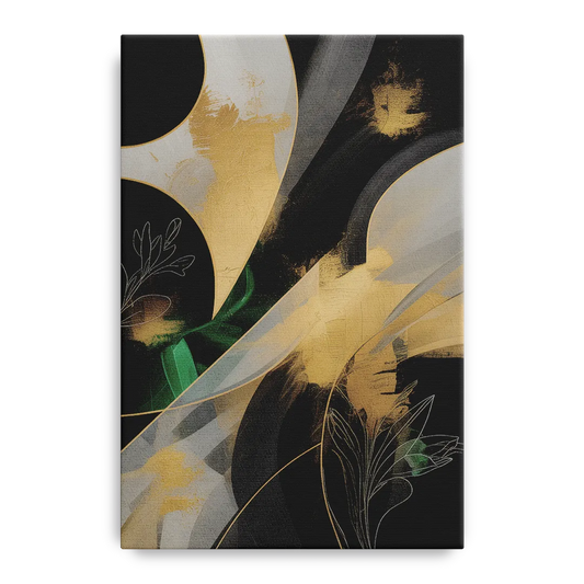 Geometric Elegance Black and Gold Abstract - Canvas Wall Art