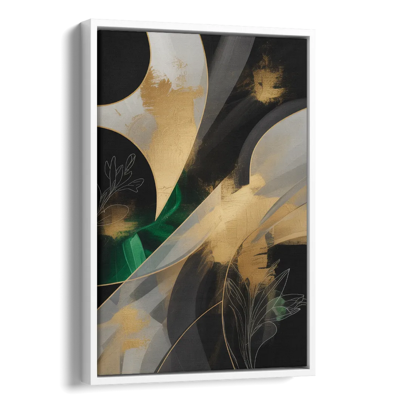 Geometric Elegance Black and Gold Abstract Side - White Canvas Wall Art