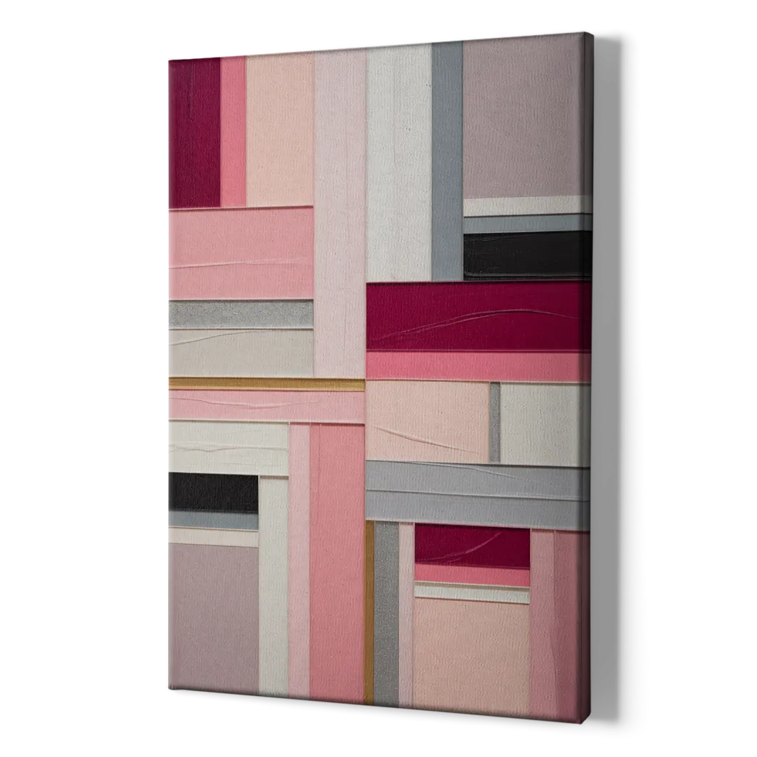 Geometric Elegance Pink Abstract - Canvas Print Art Sides