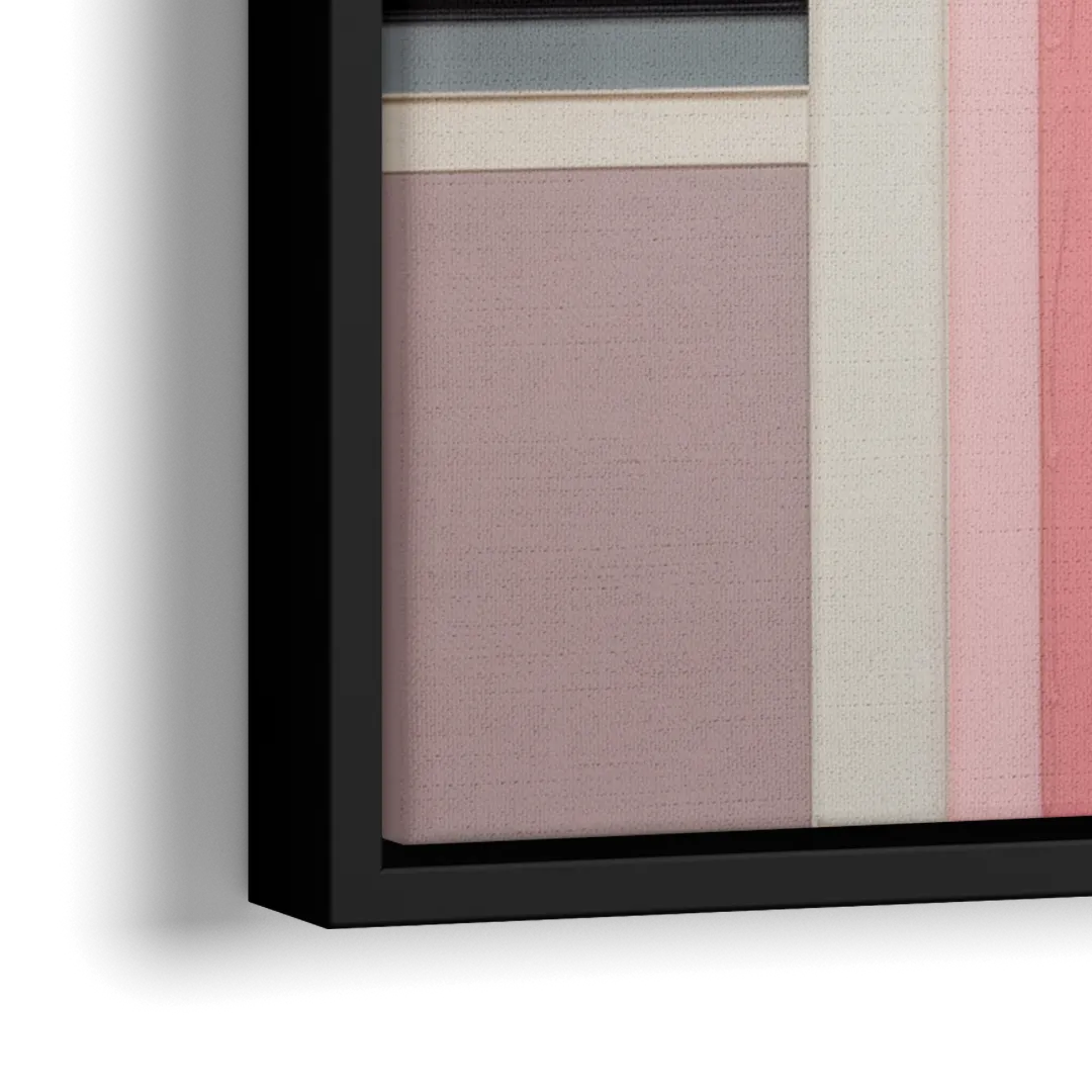Geometric Elegance Pink Abstract - Close-Up Black Frame Canvas