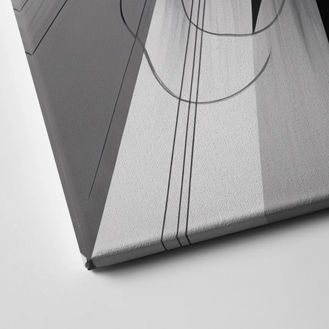 Geometric Elegance in Black and White Abstract Canvas Close Up