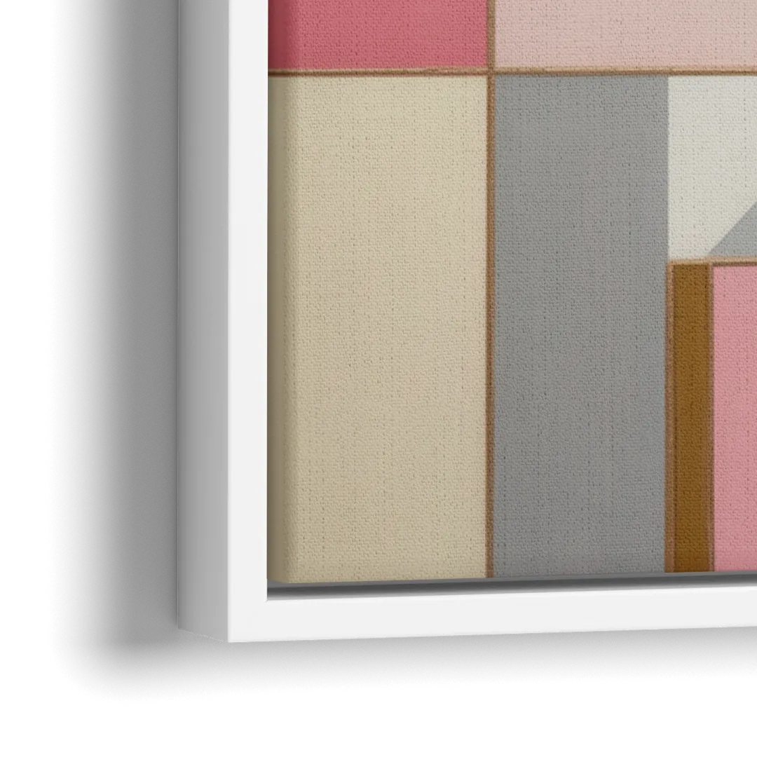 Geometric Elegance in Pink Abstract - Close-Up White Frame Canvas