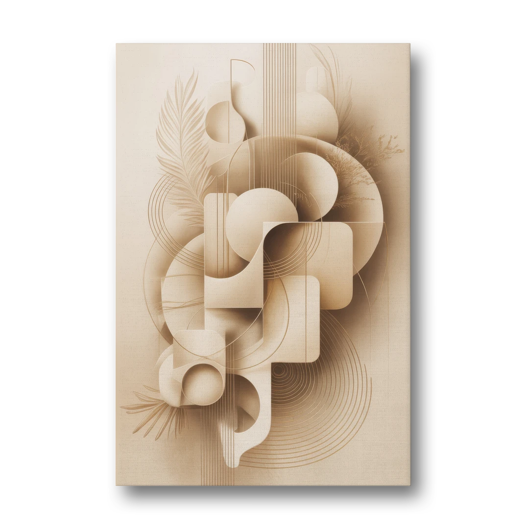 Geometric Harmony Beige Abstract - Canvas Wall Art - Front