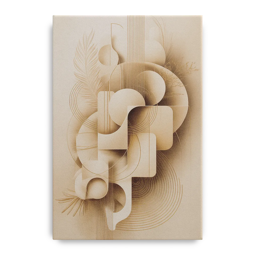 Geometric Harmony Beige Abstract - Canvas Wall Art