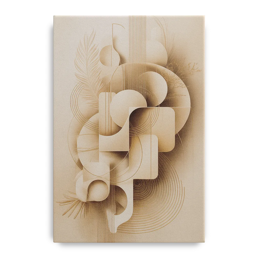 Geometric Harmony Beige Abstract - Canvas Wall Art