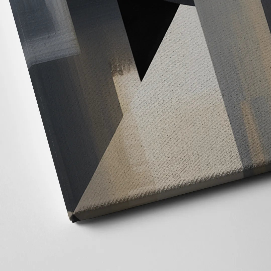 Geometric Harmony Black and Grey Abstract Canvas Close Up
