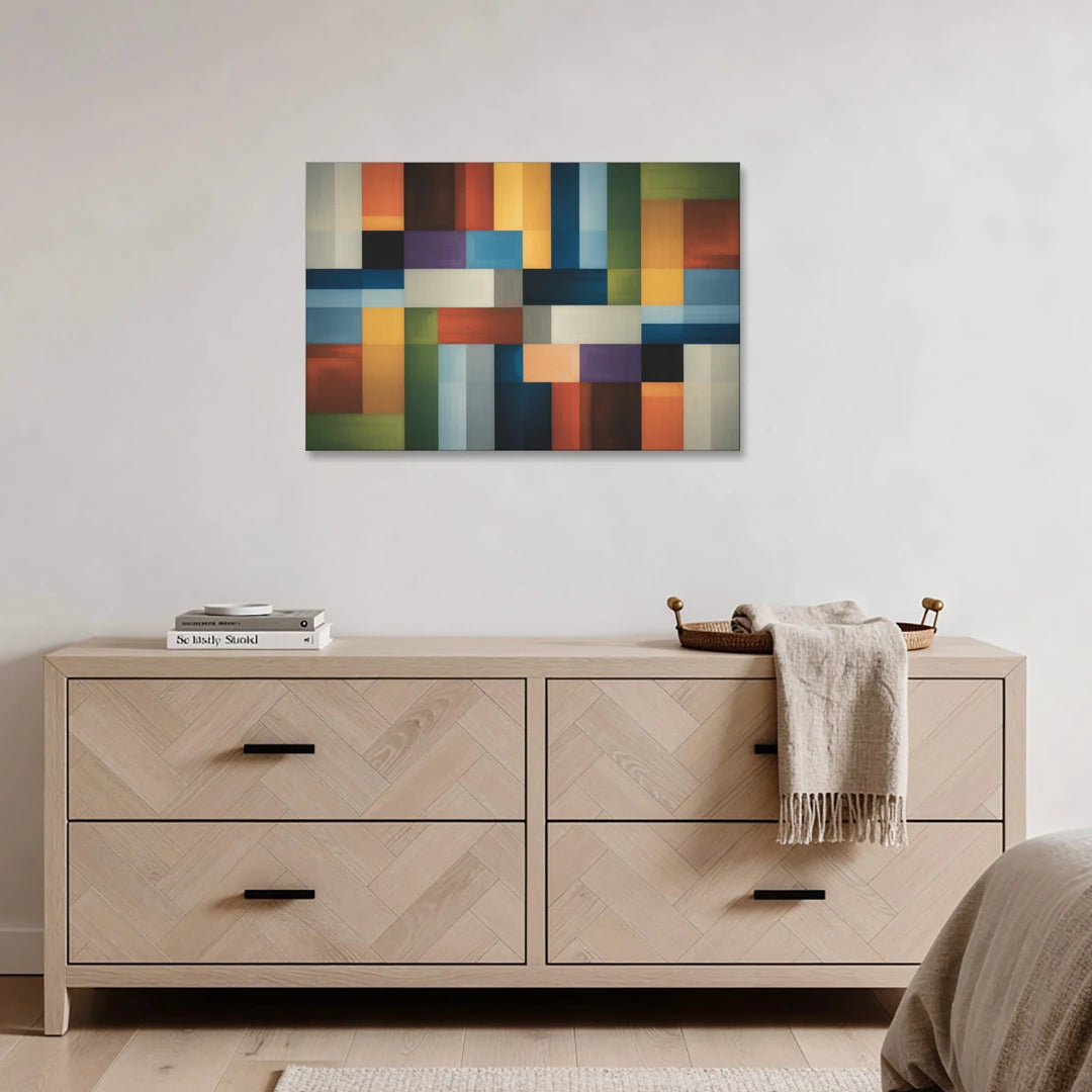 Geometric Harmony Colorful Abstract - Canvas Wall Art - Coffee Table - 36x24