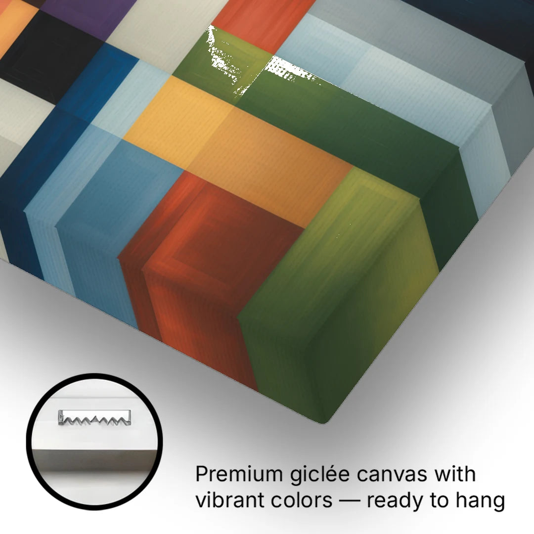 Geometric Harmony Colorful Abstract - Canvas Wall Art - Gallery Wrap Corner