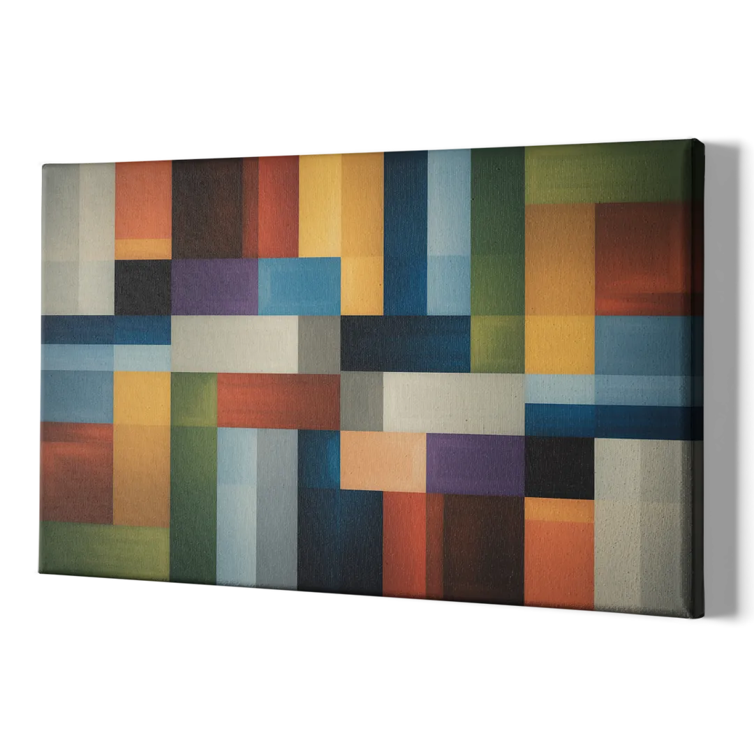 Geometric Harmony Colorful Abstract - Canvas Print Art Sides