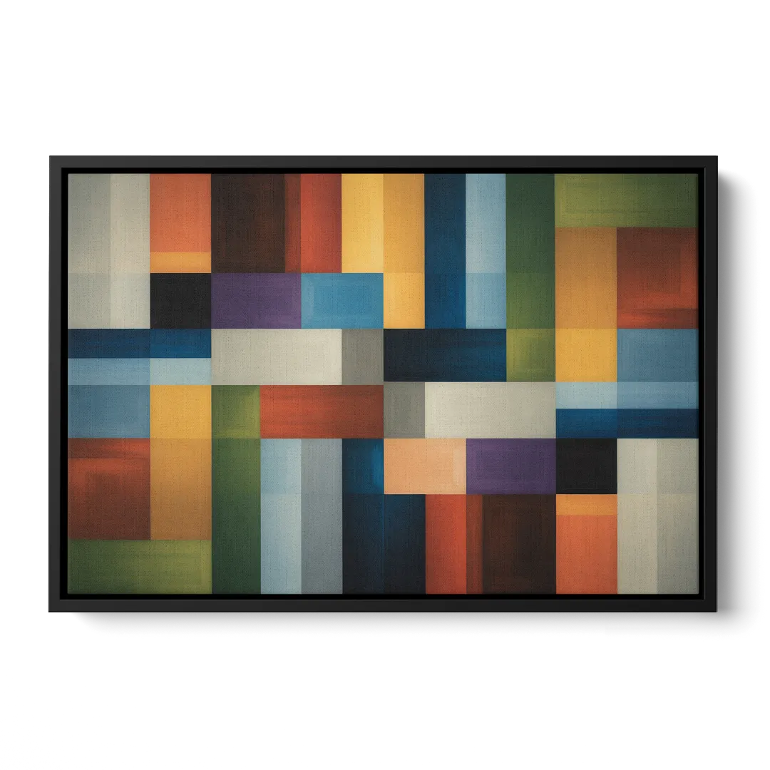 Geometric Harmony Colorful Abstract - Black Frame Canvas