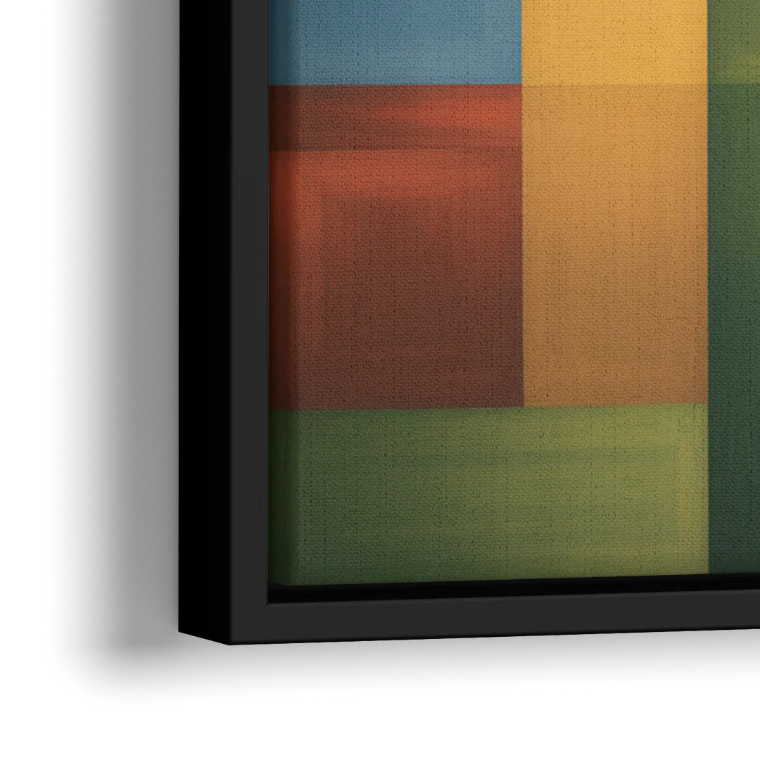 Geometric Harmony Colorful Abstract - Close-Up Black Frame Canvas