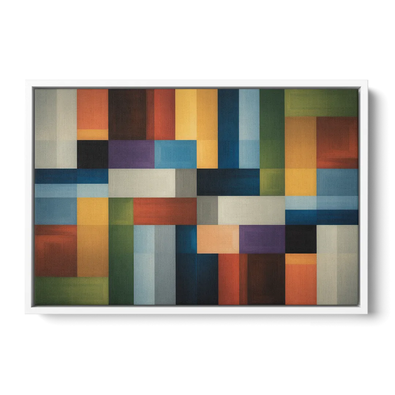 Geometric Harmony Colorful Abstract Front - White Canvas Wall Art