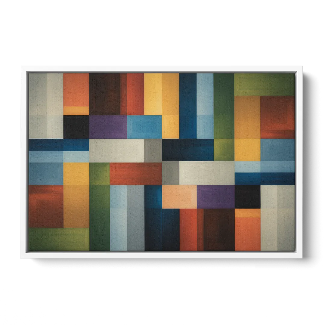 Geometric Harmony Colorful Abstract - White Frame Canvas