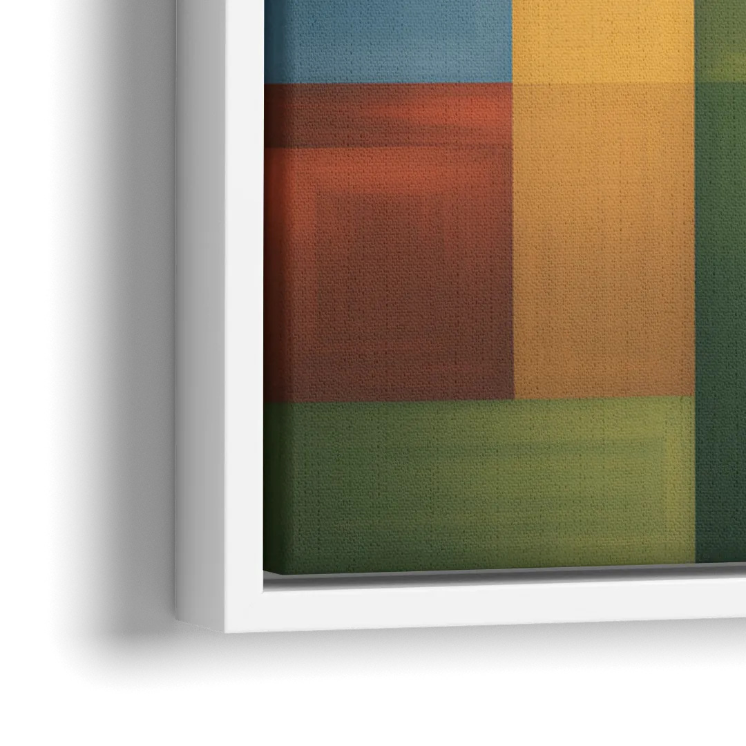 Geometric Harmony Colorful Abstract - Close-Up White Frame Canvas