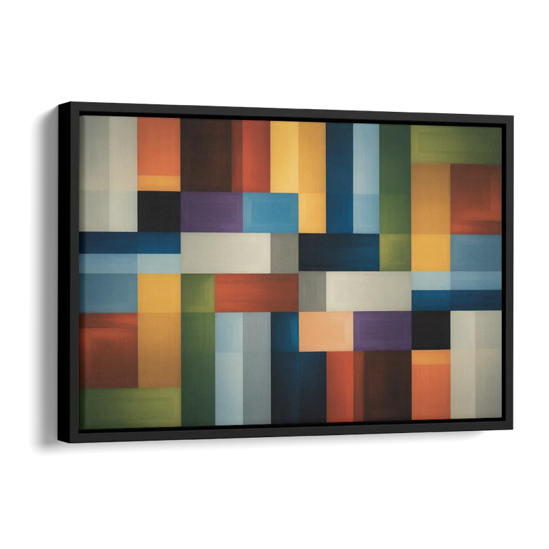 Geometric Harmony Colorful Abstract Side - Black Canvas Wall Art