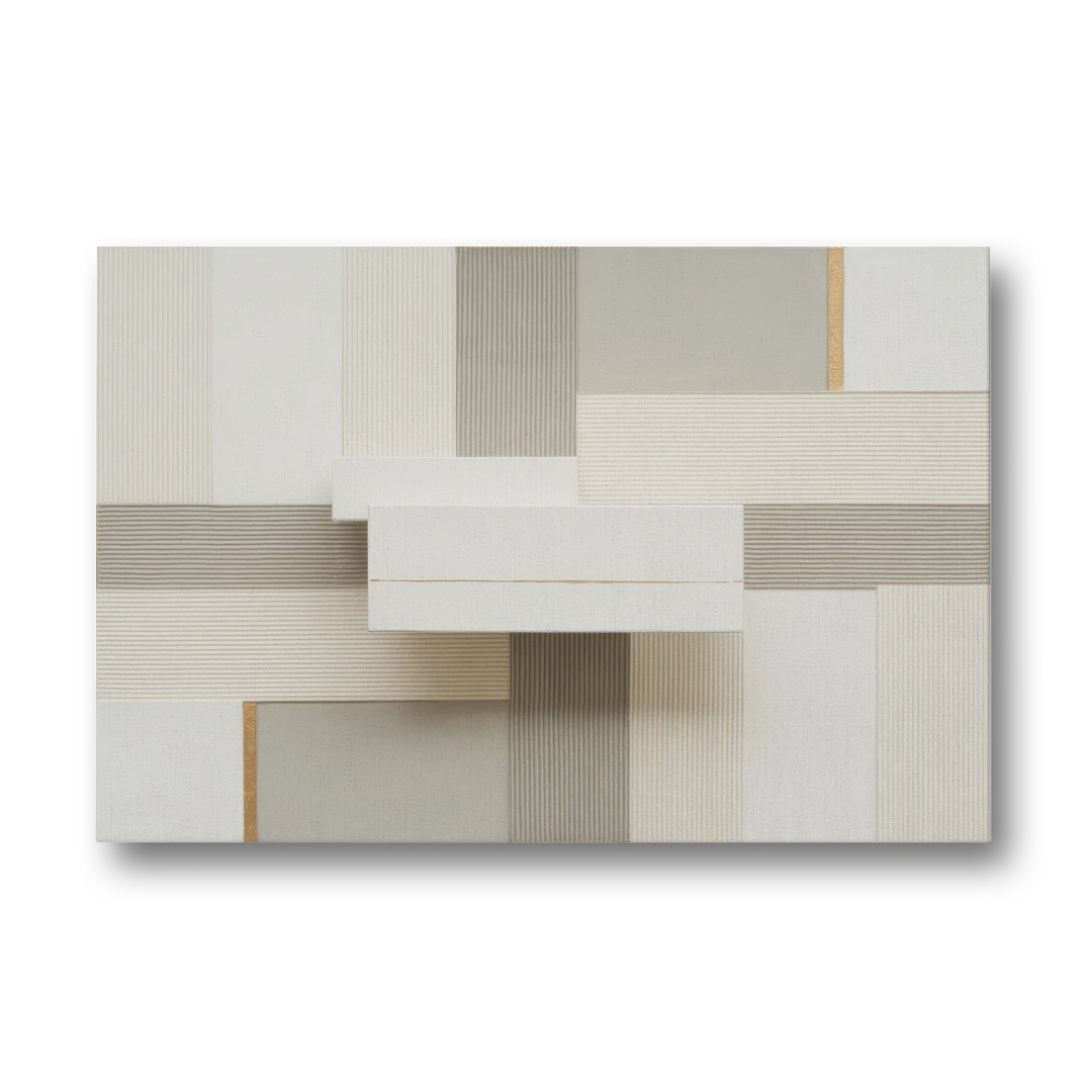 Geometric Harmony in White Abstract - Canvas Wall Art - Front