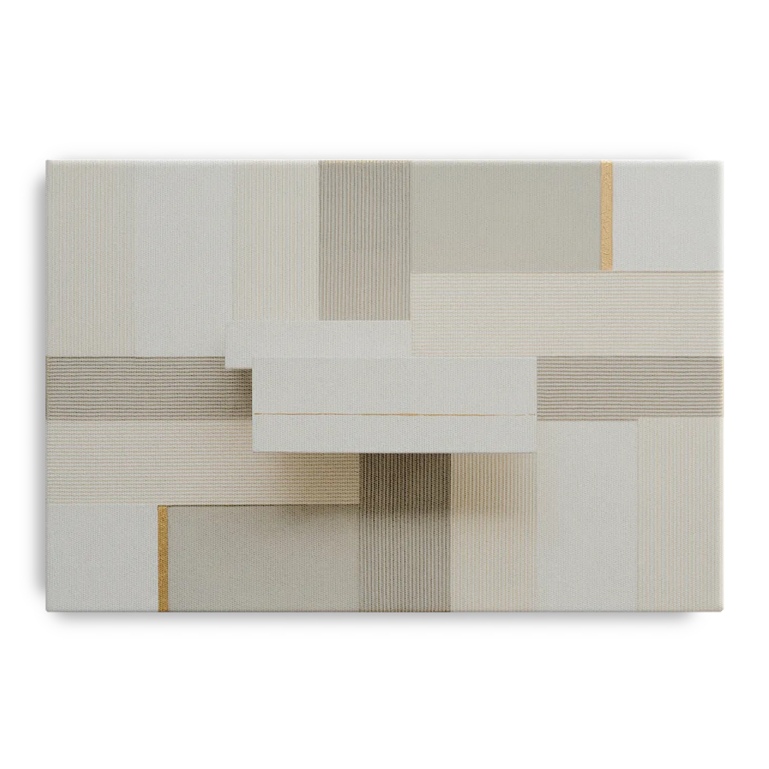 Geometric Harmony in White Abstract - Canvas Wall Art
