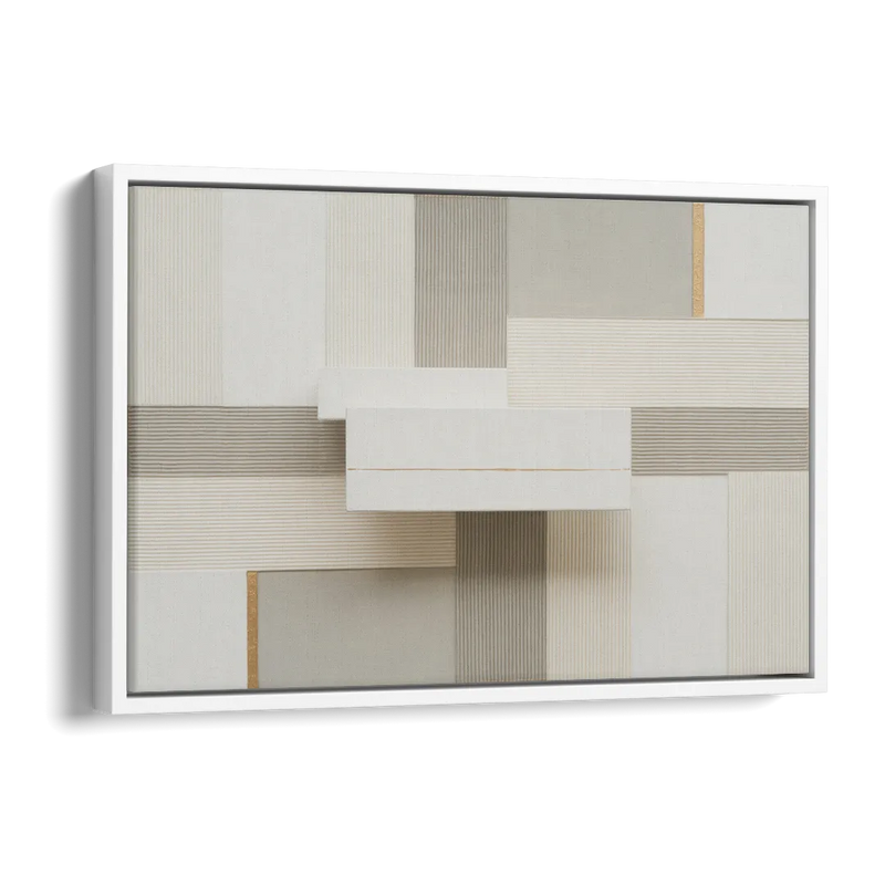 Geometric Harmony in White Abstract Side - White Canvas Wall Art