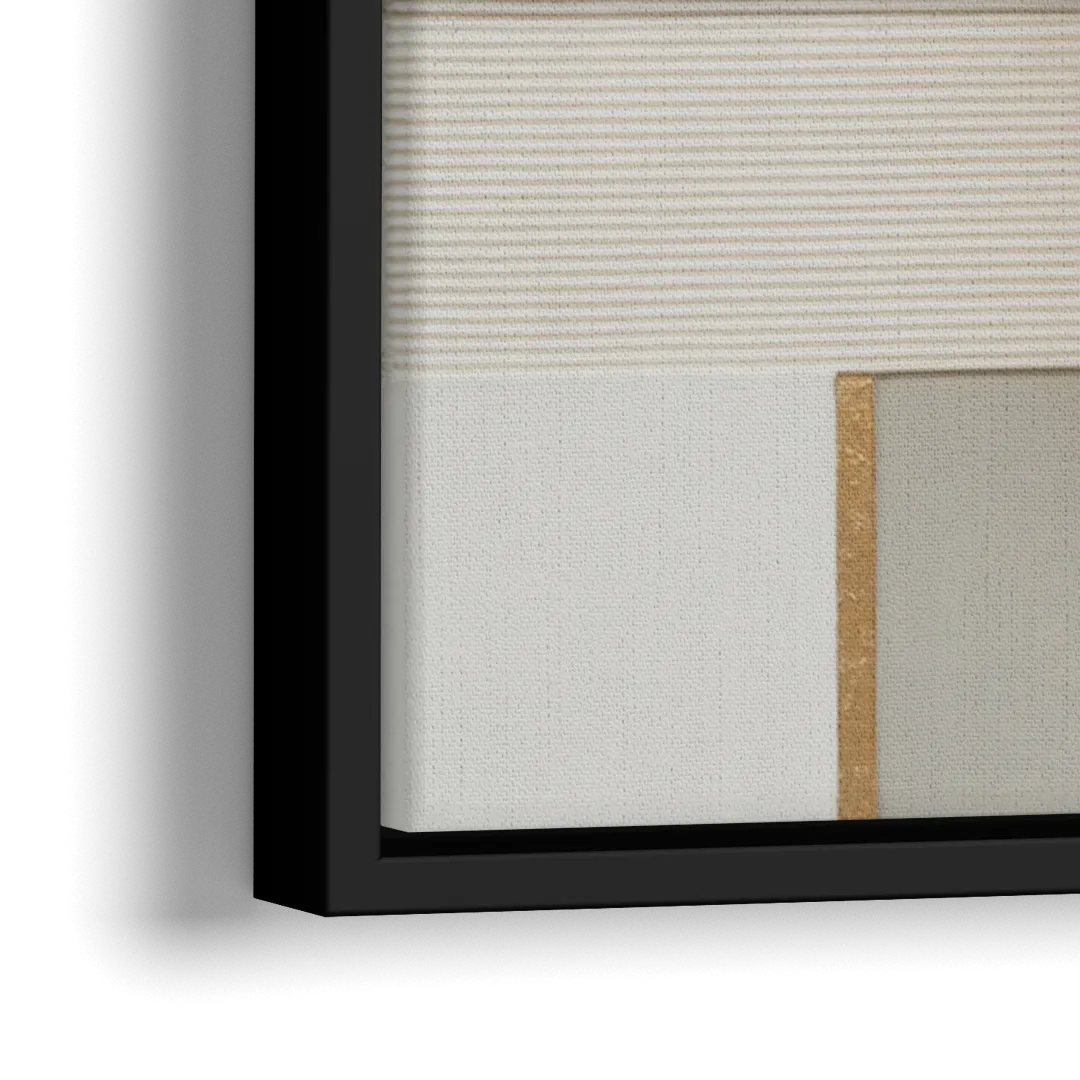 Geometric Harmony in White Abstract - Close-Up Black Frame Canvas