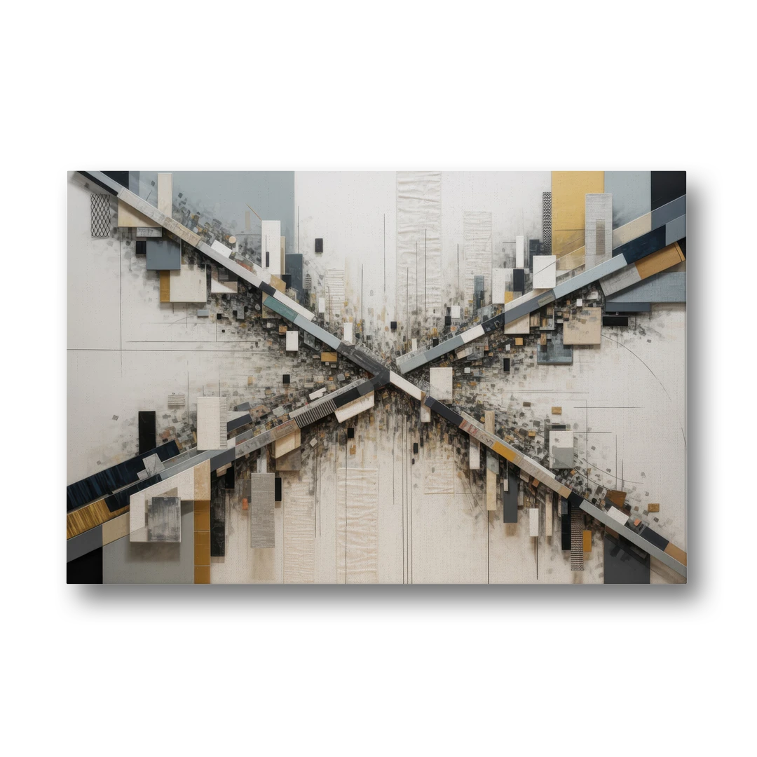 Geometric Urban Elegance White Abstract - Canvas Wall Art - Front